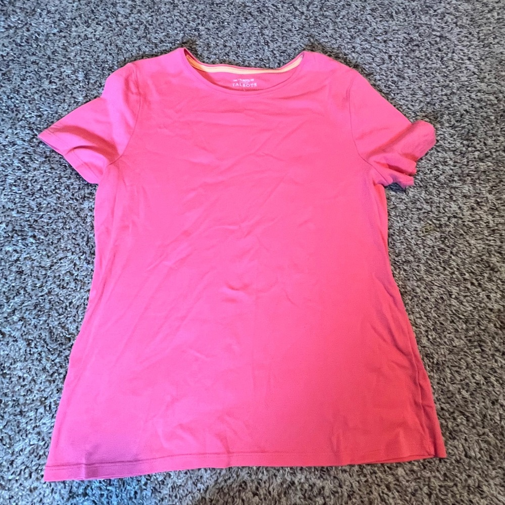 Talbots Womens Pink 100% Pima Cotton Shortβ Sleeve Crew Neck Tee Shirt Large